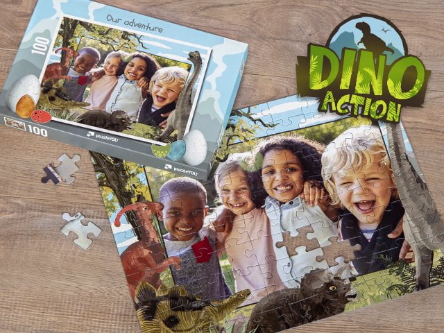 Barnepuslespill med dinosaurer